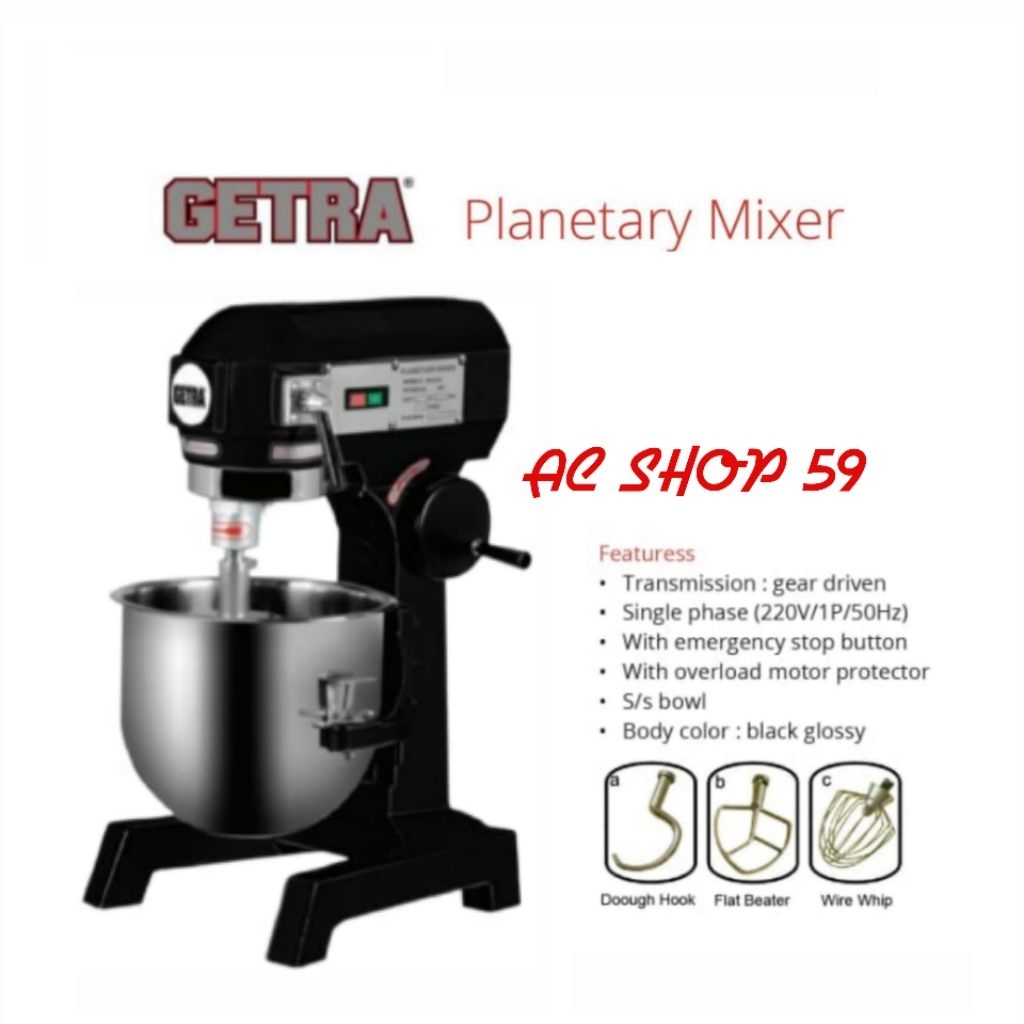 Mixer Planetary GETRA BH10C Mesin Mixer Adonan 10L Color Black Glossy BH10C Promo New