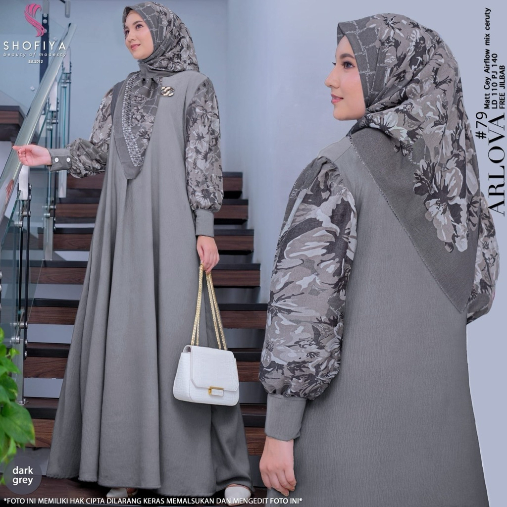 Arlova Set Hijab Original Shofiya Dress Airflow Voal Premium Arlova Dres Ld 110 Set Hijab Shofiya