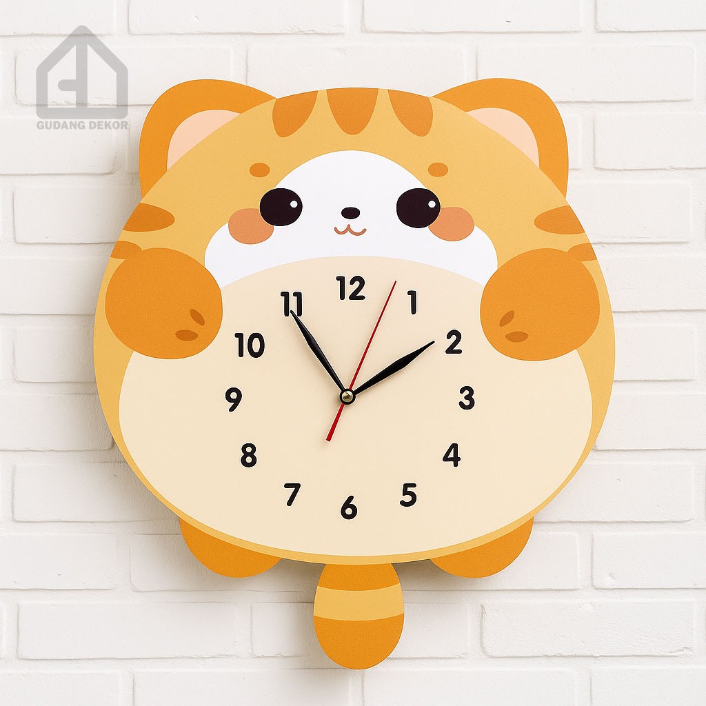 Jam Dinding Kucing Lucu Dekorasi Ruang Tamu | Jam Dinding Minimalis |  Jam Dinding Kartun Unik