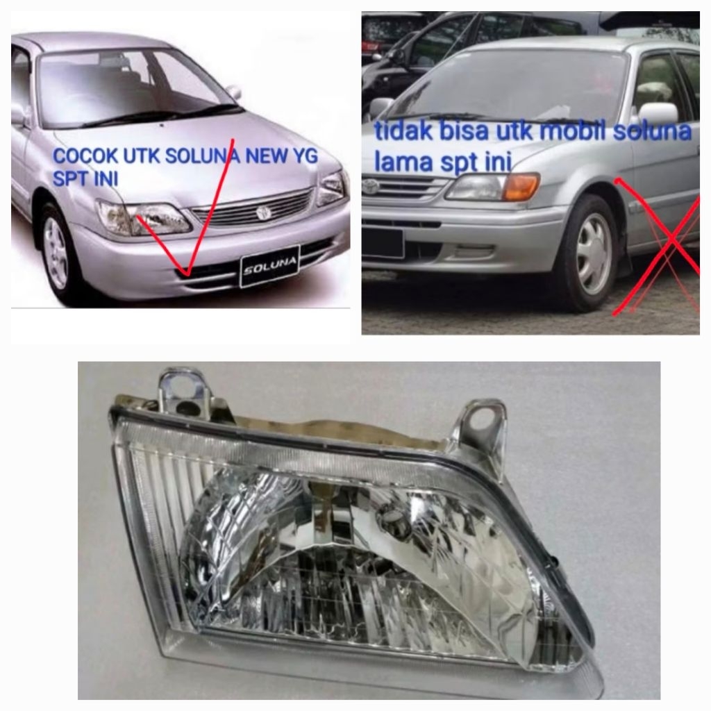 SOLUNA TOYOTA SOLUNA 2000 2001 2002 2003 LAMPU BESAR HEADLAMP HEAD LAMP SATUAN