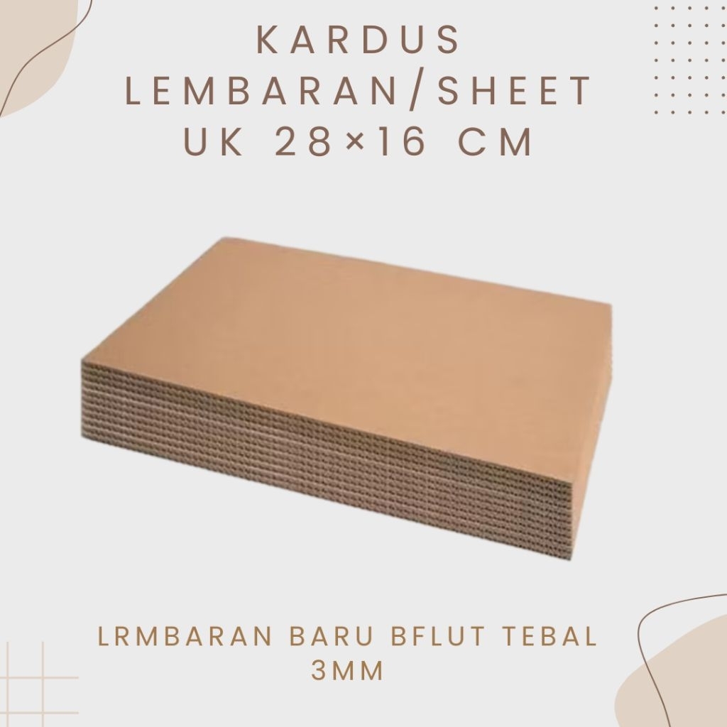 KARDUS SHEET 16×28 cm  Kardus Lembaran Polos / Kardus Karton lembaran polos
