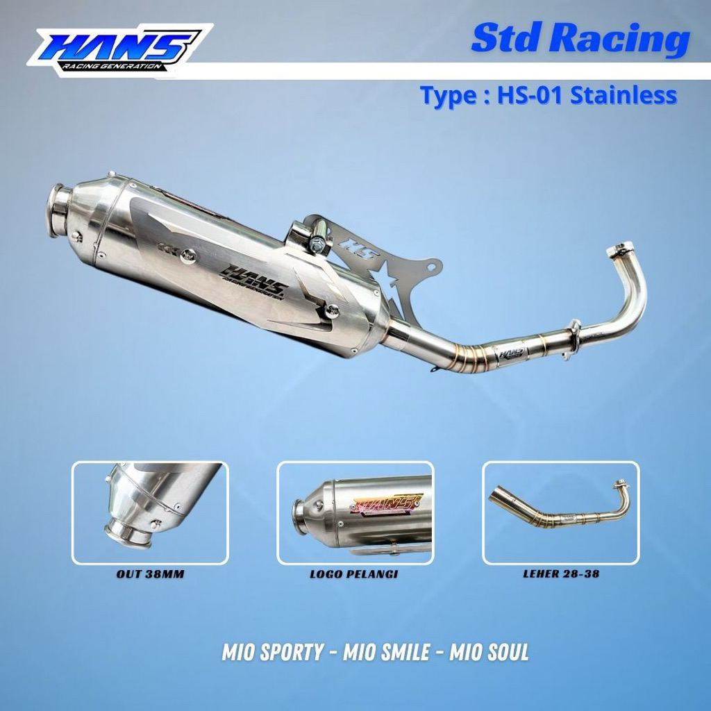 Knalpot std racing matic mio smile-mio sporty-mio soul type HS-01 Stainless