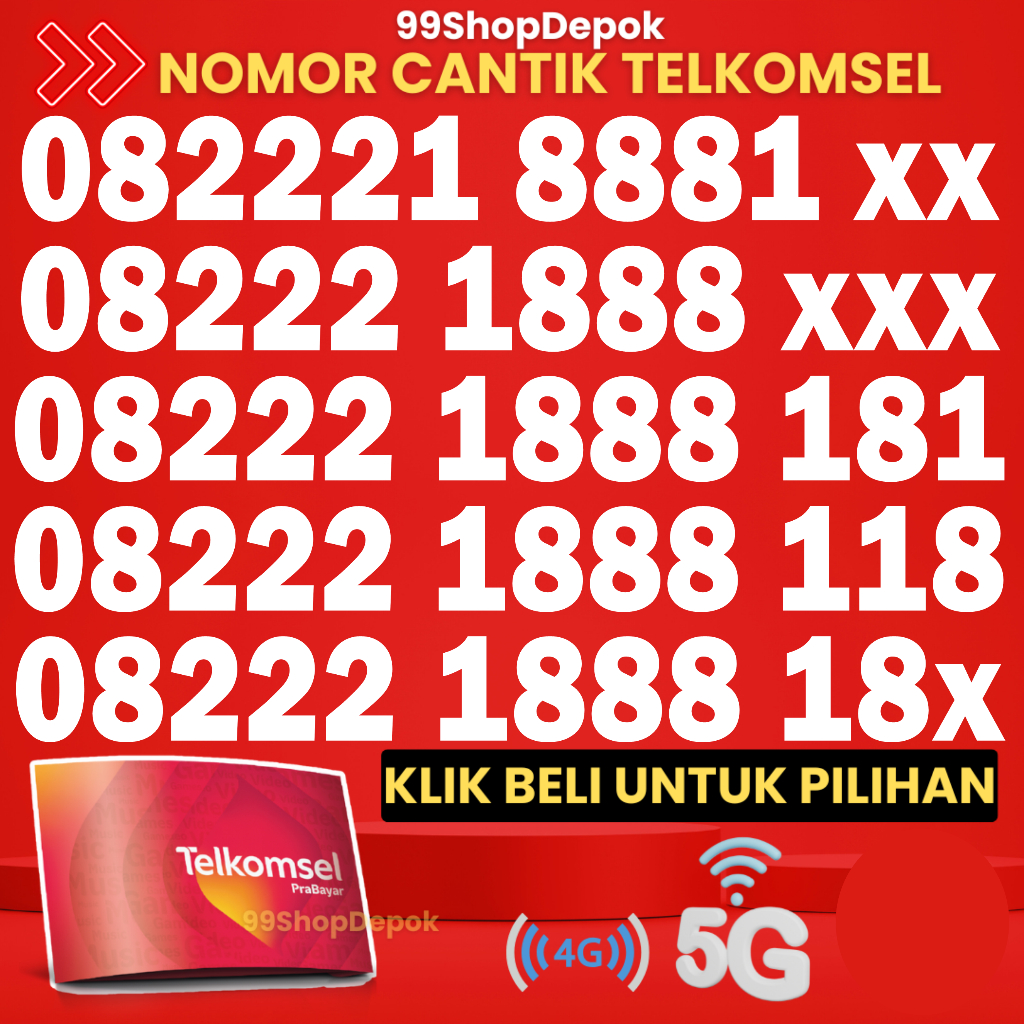 Kartu Perdana Nomor Cantik Telkomsel Simpati KODE 150.1 - Nomer Cantik Telkomsel 89000 - No Cantik S