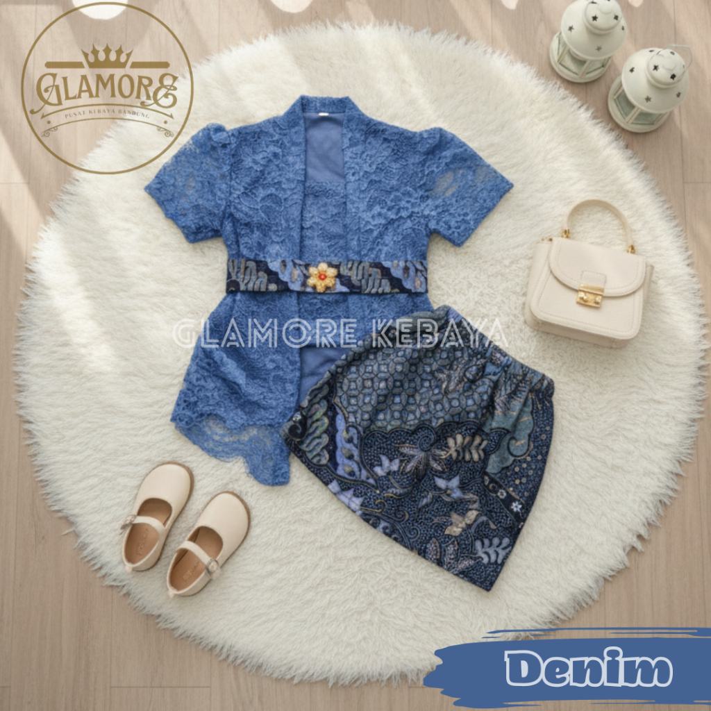 Set Baju Kebaya Bali Anak Perempuan Brukat Rok Pendek Full Furing 1 Sampai 6 Tahun