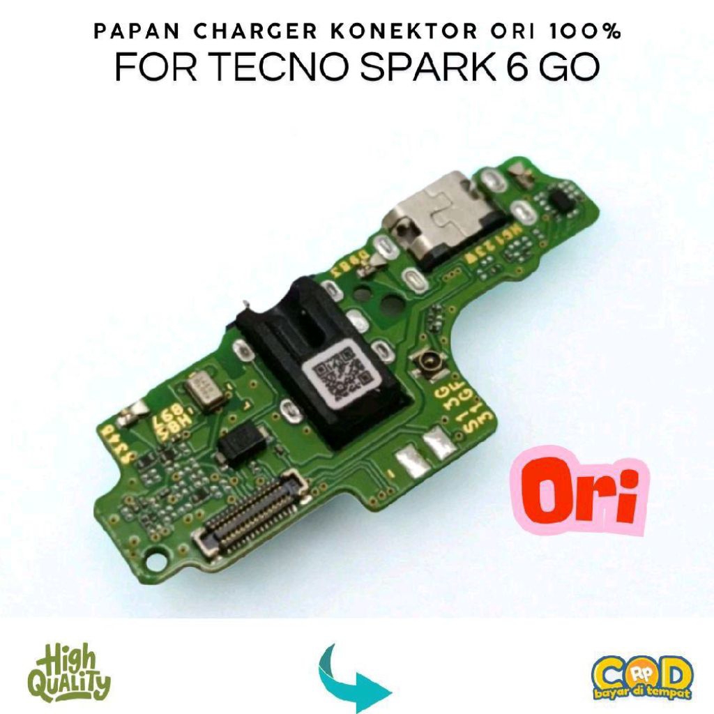 KONEKTOR CHARGER TECNO SPARK 6 GO ORIGINAL IC 100% PAPAN CAS CONNEKTOR FLEXIBEL FOR TECNO SPARK 6 GO
