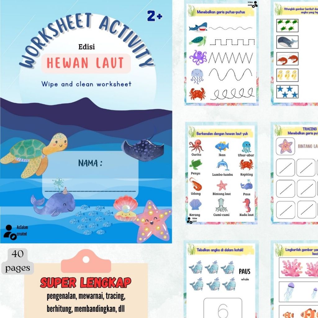 WORKSHEET PDF for toddler. untuk anak usia 2-4 Tahun, siap cetak