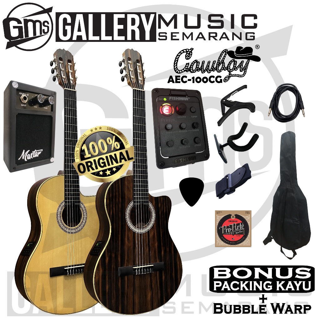 ORIGINAL Gitar Klasik Elektrik Import Merk Cowboy AEC-100CG NA AEC 100CG NS Gitar Cowboy Original
