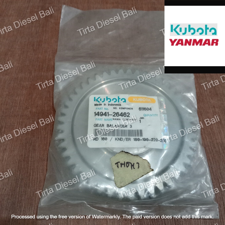 KUBOTA GEAR BALANCER 3 GIGI BANDULAN RD 160 / KND/ER 180-190-220-250 14941-26462 ORIGINAL