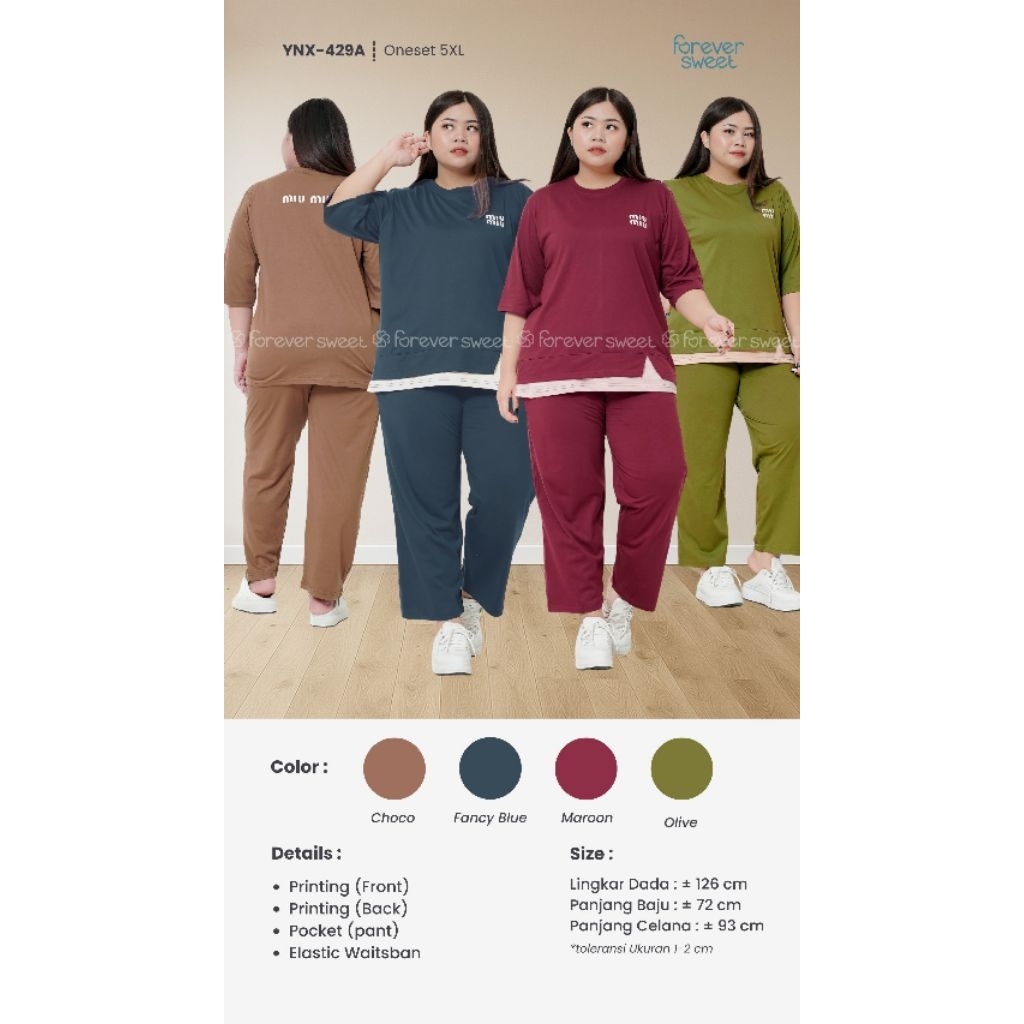 FOREVER SWEET Setelan Babydoll Jumbo 5XL Celana panjang