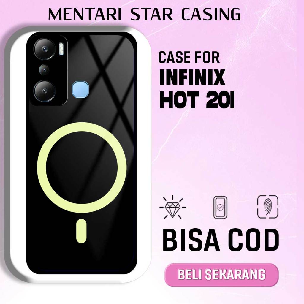 CASE INFINIX HOT 20i - SOFTCASE PREMIUM MATE HARD CASE - CASE GLOSY HOLOGRAM MOTIF MAGSAFE