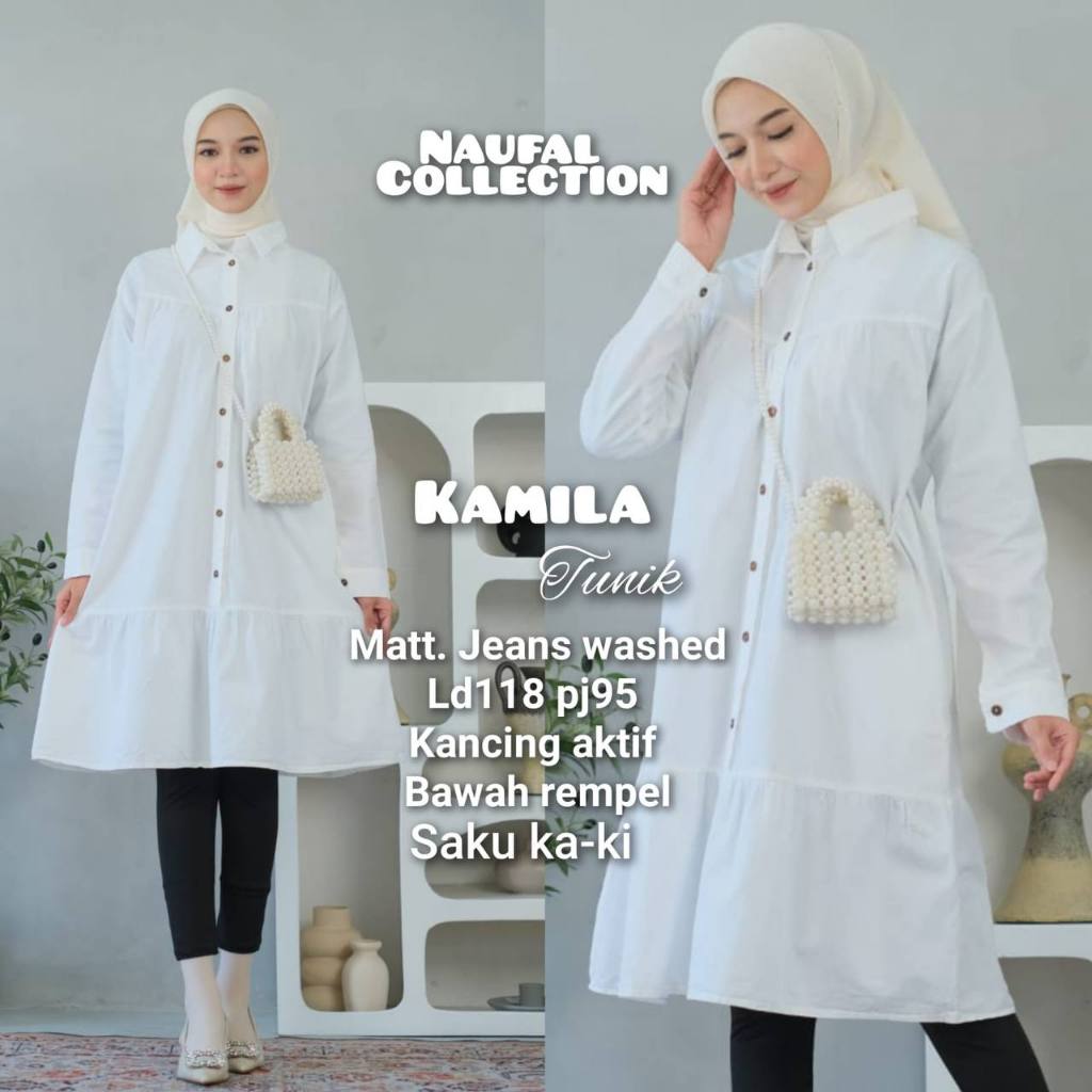 Atasan Tunik Jeans Rempel Jumbo XXL LD 120 Simpel Tunik Denim Modis Elegan Bahan Jeans Washed