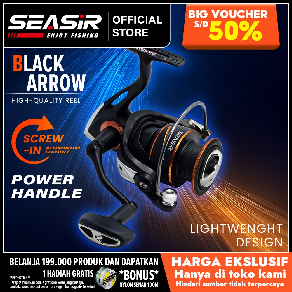 [OFFICIAL] SEASIR BLACK ARROW Reel Pancing Power Handle Reel Spinning 1000-3000 Reel Pancing Putar, 