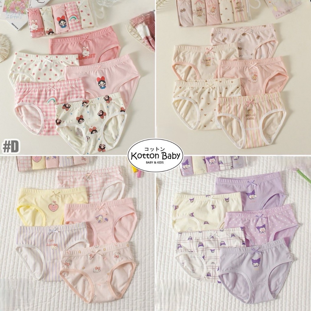 3-8thn || (5 pcs) CD Celana Dalam Brief Underwear Anak Boxer Perempuan karakter katun kotton baby ca