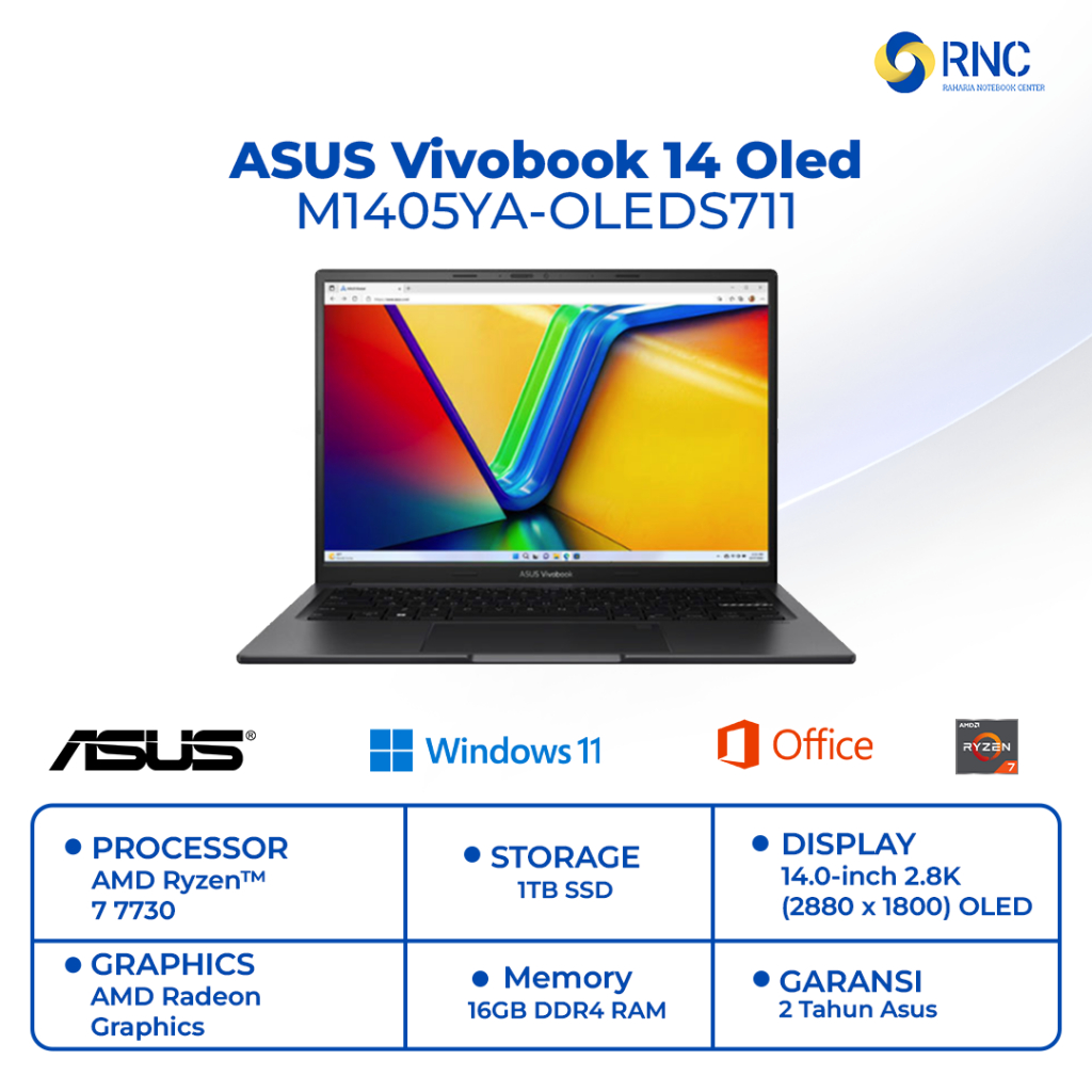 ASUS VIVOBOOK 14 | M1405YA-OLEDS711 | AMD RYZEN 7-7730 16GB/1TB