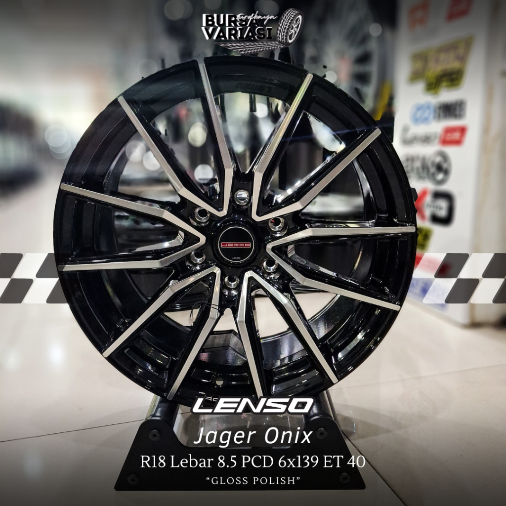 Velg Mobil R18 x 8.5 Pcd 6x139 ET 40 Lenso Jager Onix - Gloss Polish. Velg Panther, Pajero.