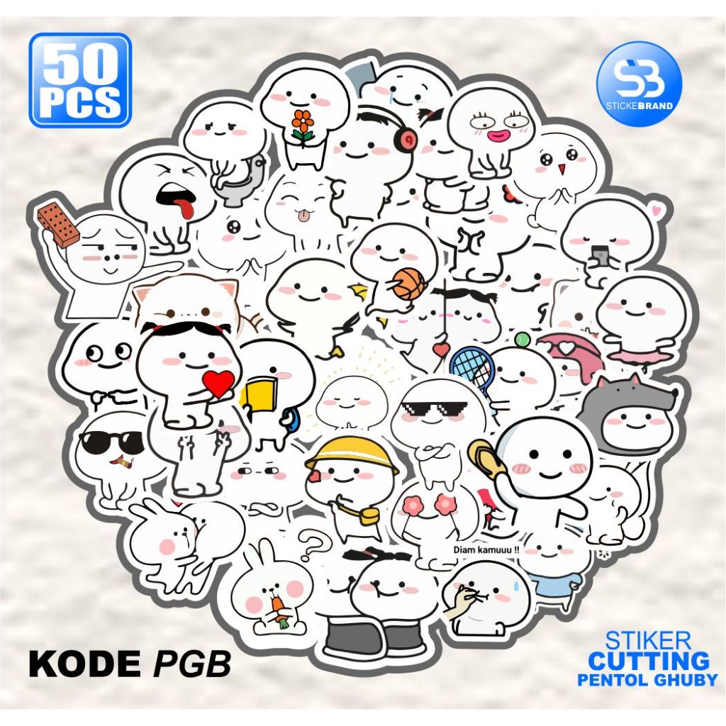 Stiker 50pcs stiker ghuby pentol Waterproof aesthetic lucu viral