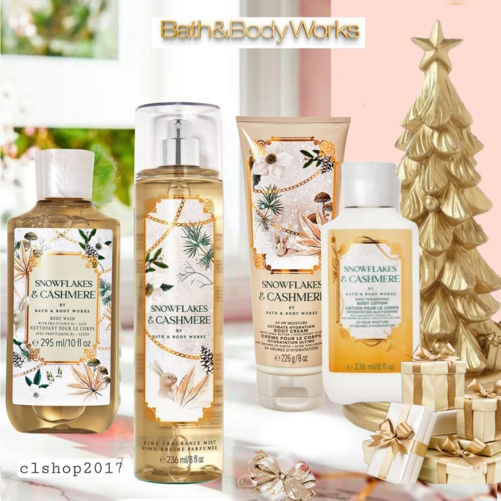 BBW SNOWFLAKES & CASHMERE SERIES FINE FRAGRANCE MIST SCRUB WADH SHOWER GEL BATH AND BODY WORKS