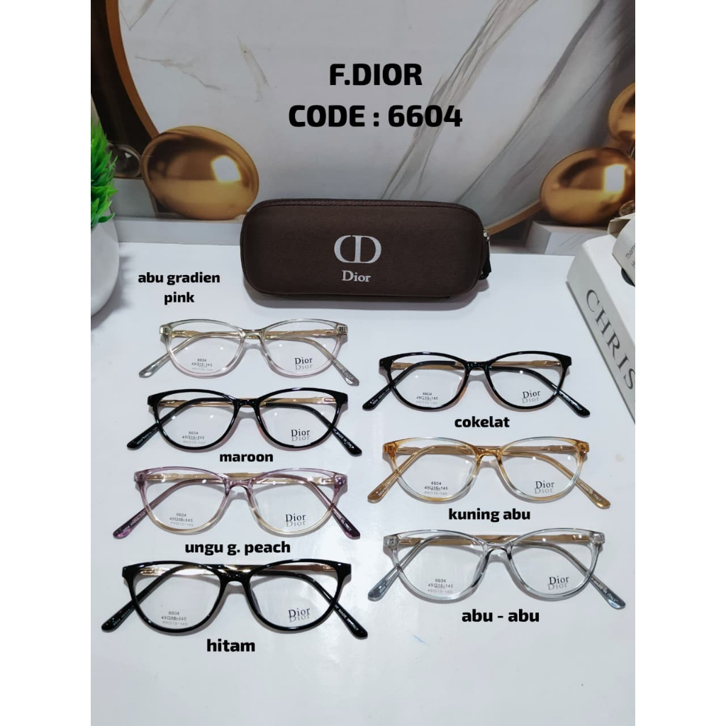 OptikTerang - Kacamata Frame DIOR 6604 Bluechromic Bluray Minus Fotokromik CRMC All Size Wanita
