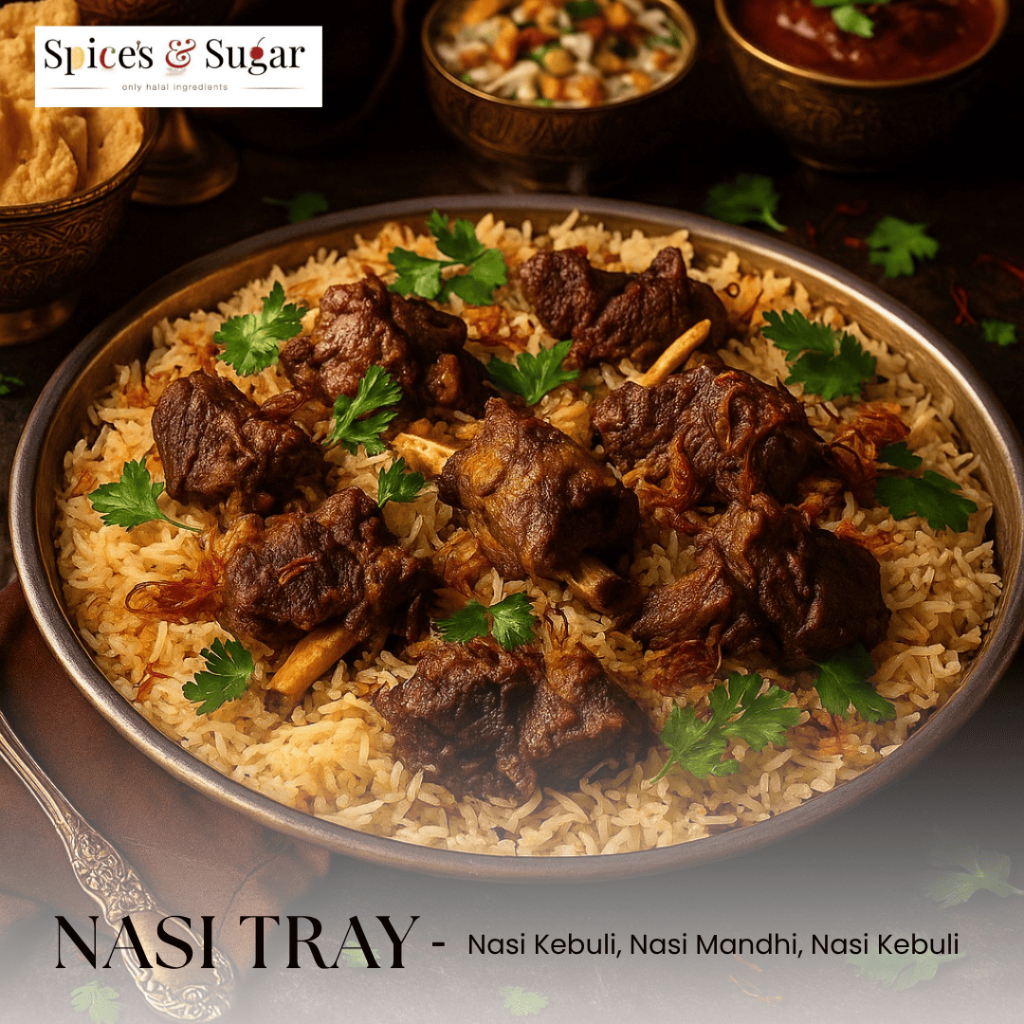 Nasi Kebuli Briyani Mandhi Tampah Siap Saji Nasi Timur Tengah Tray Lauk Ayam Kambing by Spice's & Su