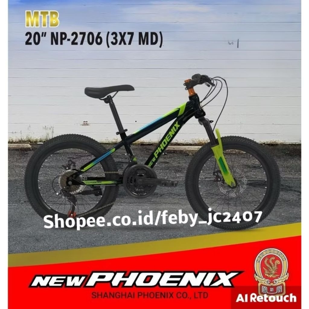 New Phoenix Sepeda Gunung MTB Anak 20 Inch  NP 2706 3x7 speed MD