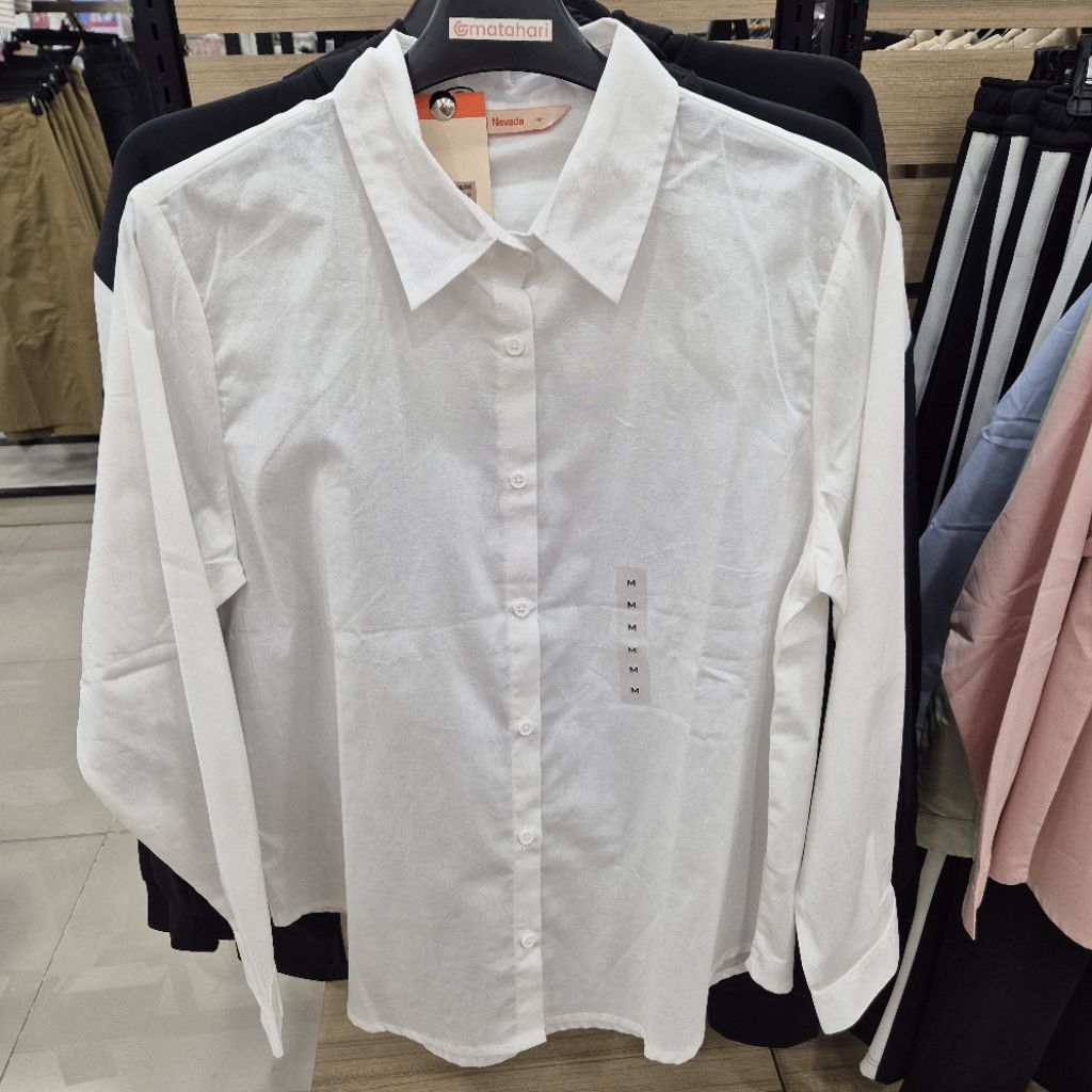 NEVADA Kemeja kera polos wanita bahan adem nyaman dipakai size S-XL