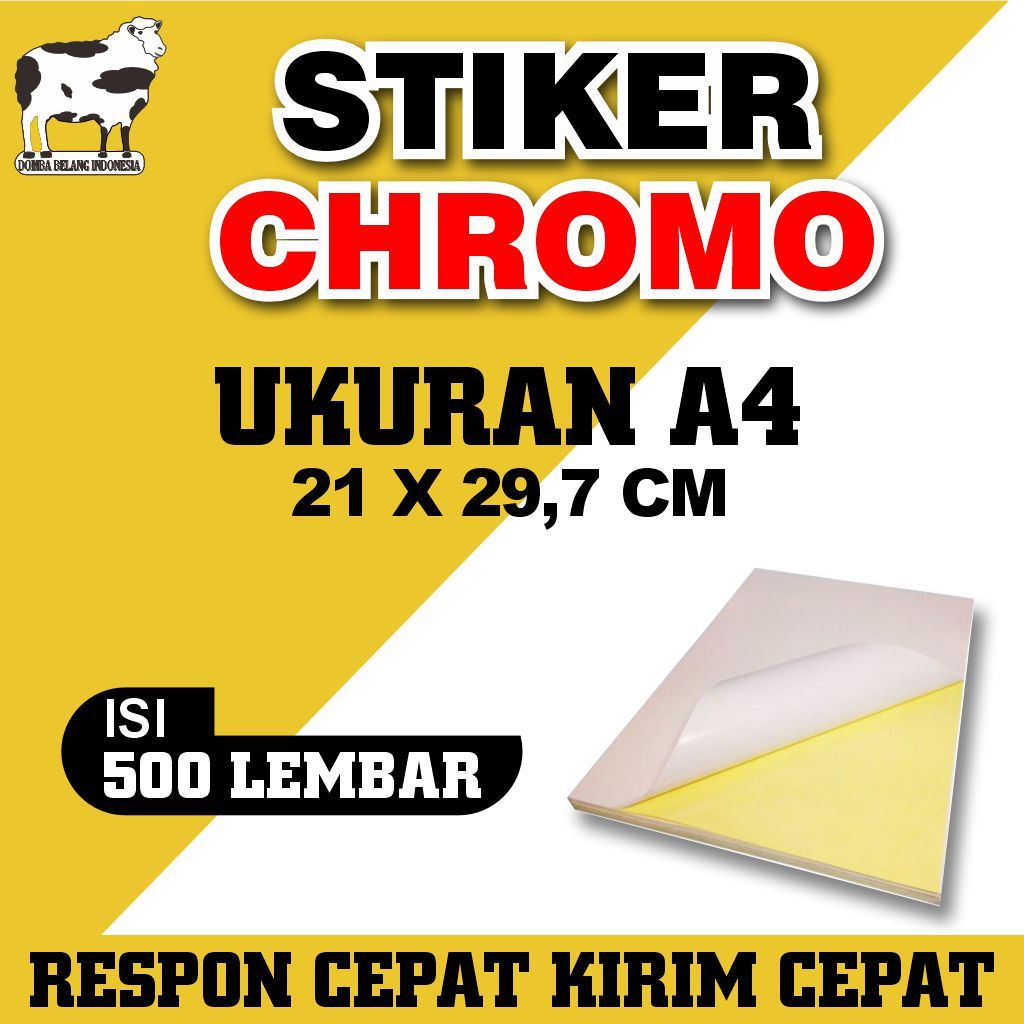 Kertas Stiker Chromo A4 (Stiker Glossy) Isi 500 Lembar (1 Rim)