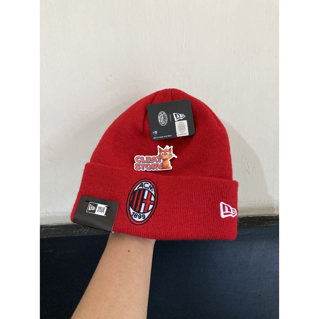 TOPI NE CUFF BEANIE X AC MILAN CORE RED ORIGINAL NO BOX [60363652]