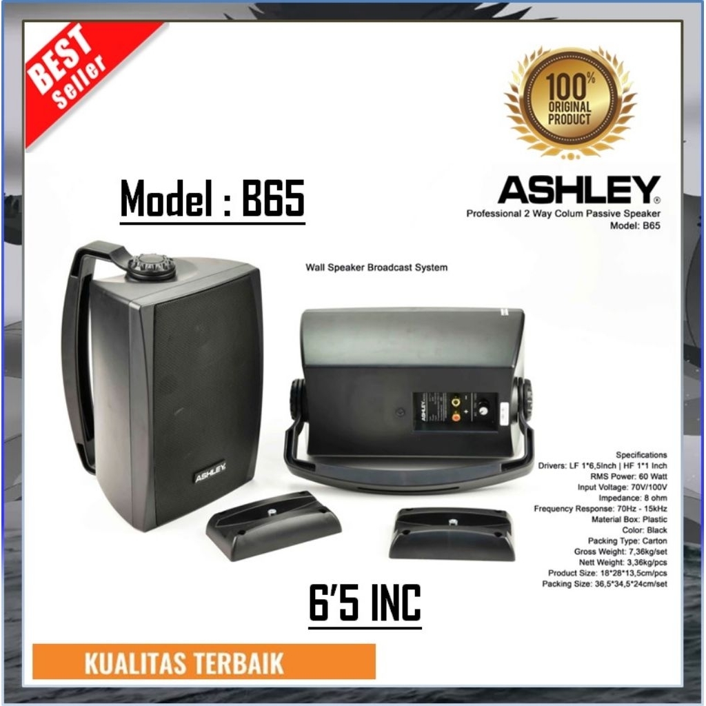 speaker pasif Ashley B65 original sepasang speaker pasif 6.5inch