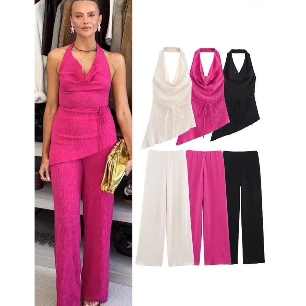 PREMIUM - Setelan Halter Rajut Wanita/Atasan Dan Bawahan Panjang Wanita Kekinian