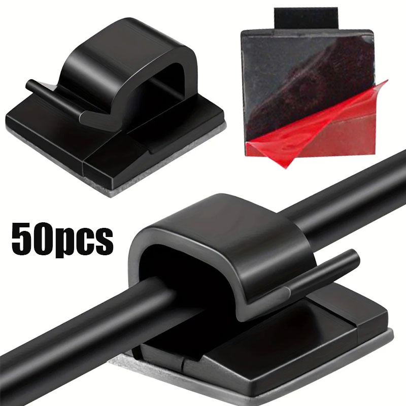 50 Buah Klem Kabel Tempel Tahan Lama Clamp Kabel Tempel Clip Kabel