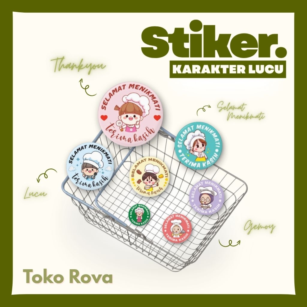 1 Roll (500 pcs) Stiker Selamat Menikmati | Stiker Thankyou | Stiker Terimakasih
