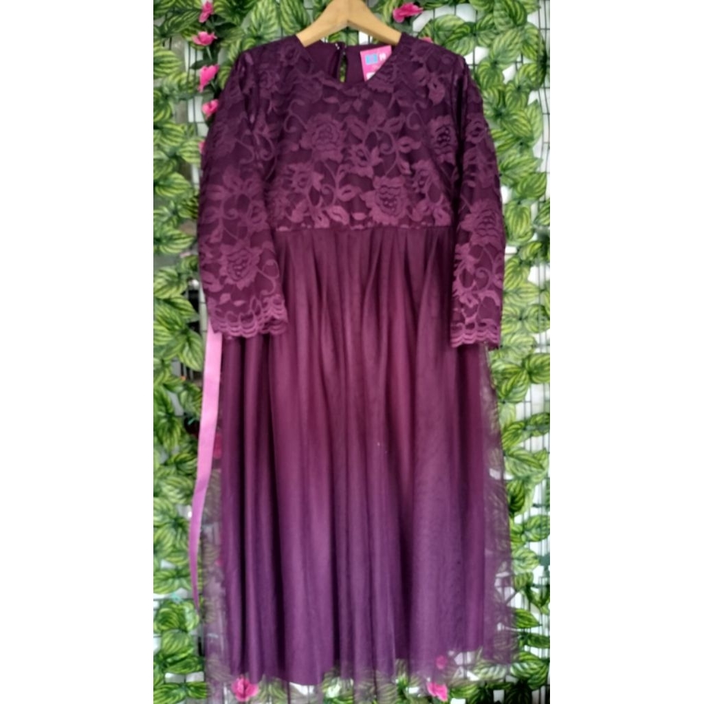 (4-11th) baju gamis brukat anak perempuan / gaun muslim anak / baju muslim anak / gamis princess ana