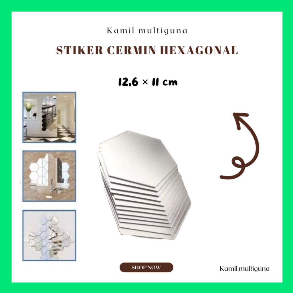 stiker cermin dinding anti pecah tempel stiker kaca hexagon mirror kaca stiker cermin kaca tempel di