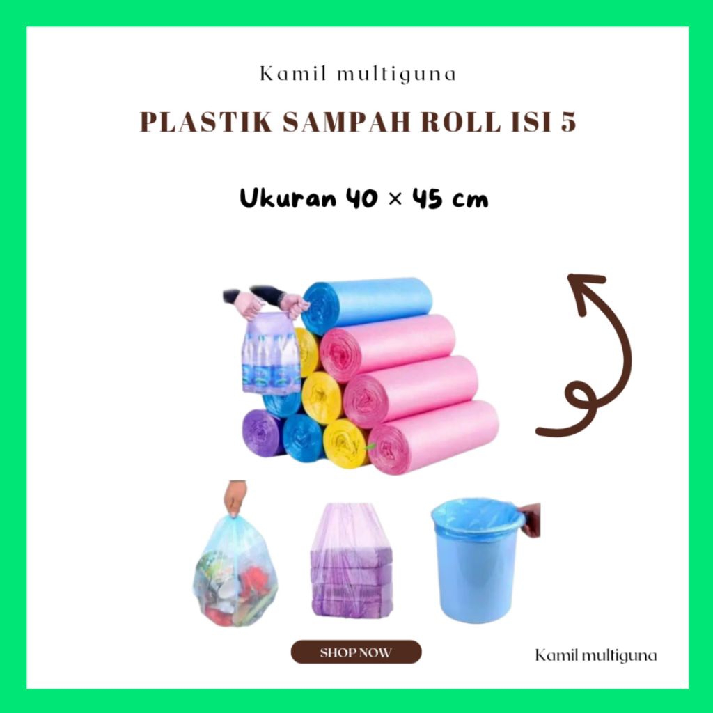 ( isi 5 roll ) 1 roll isi 12 kantong plastik sampah roll gulung plastik sampah tebal kresek sampah r