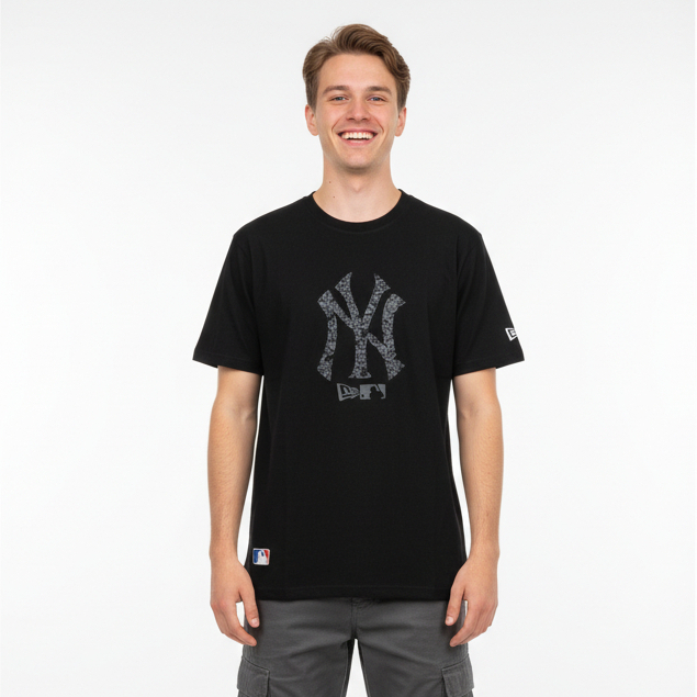 Baju Kaos Ny Hitam MLB Logo Hitam Fulltag & Label Premium