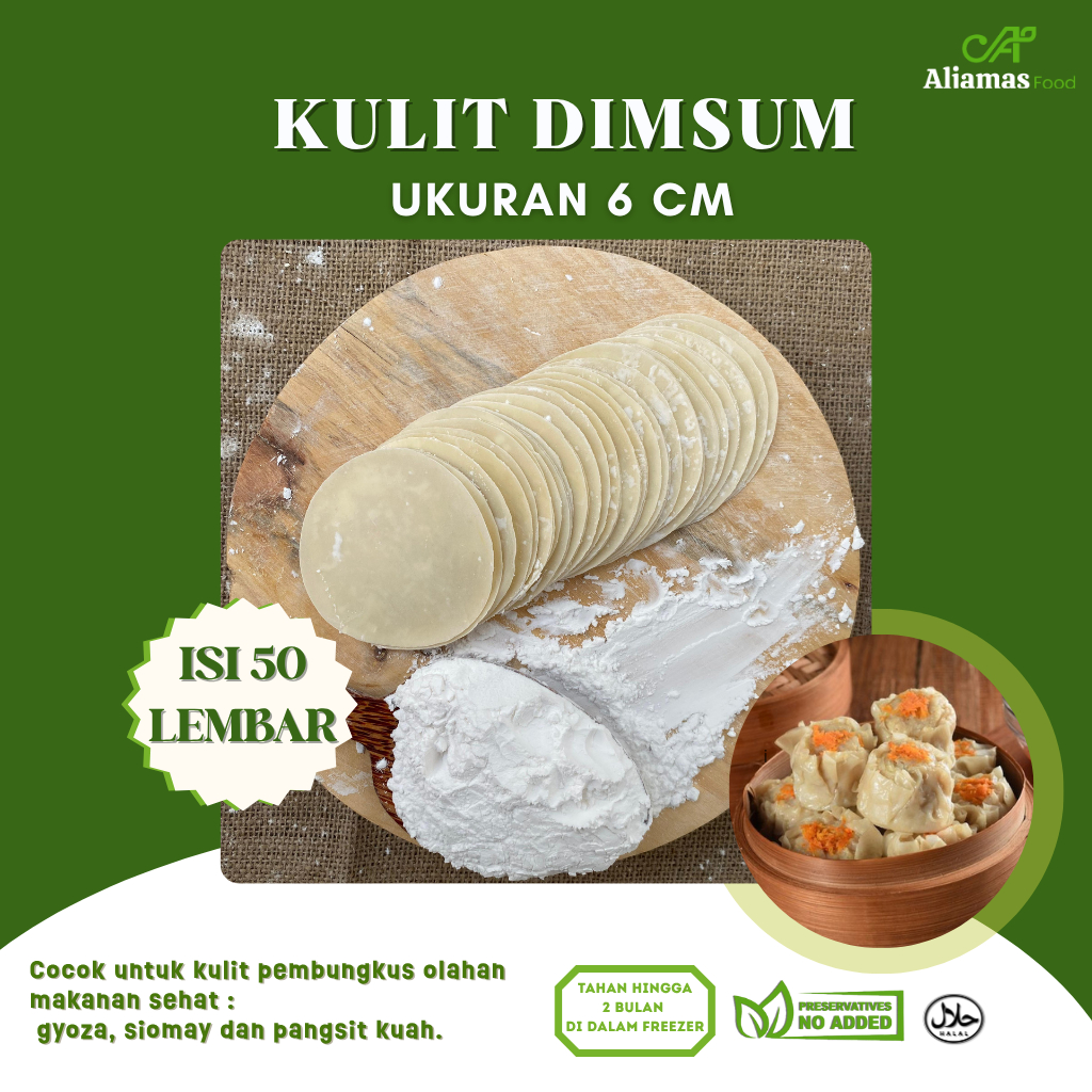 kulit dimsum ukuran 6 cm mini isi 50 lembar