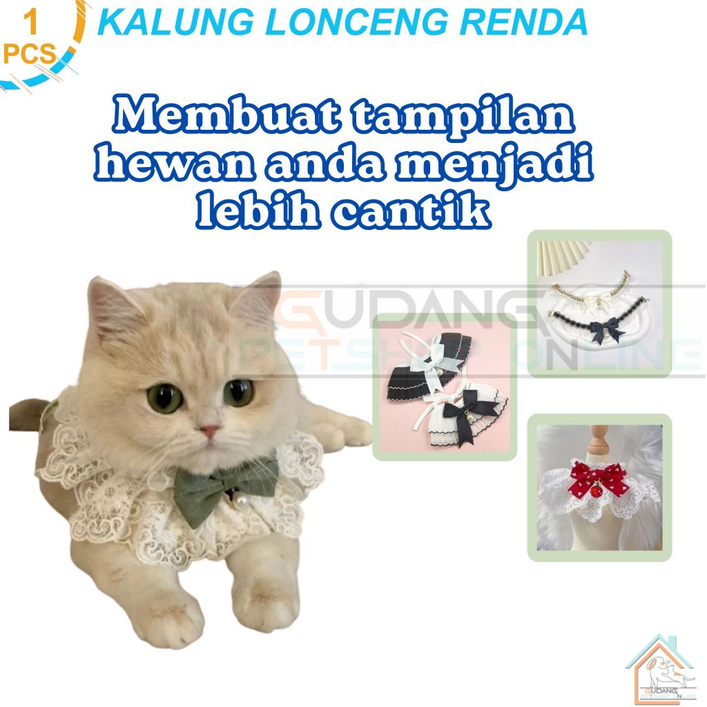 KALUNG KUCING RENDA Pet Acessories Kain Nyaman Untuk Anabul Bandana Anjing Kucing Kalung Kucing Anji
