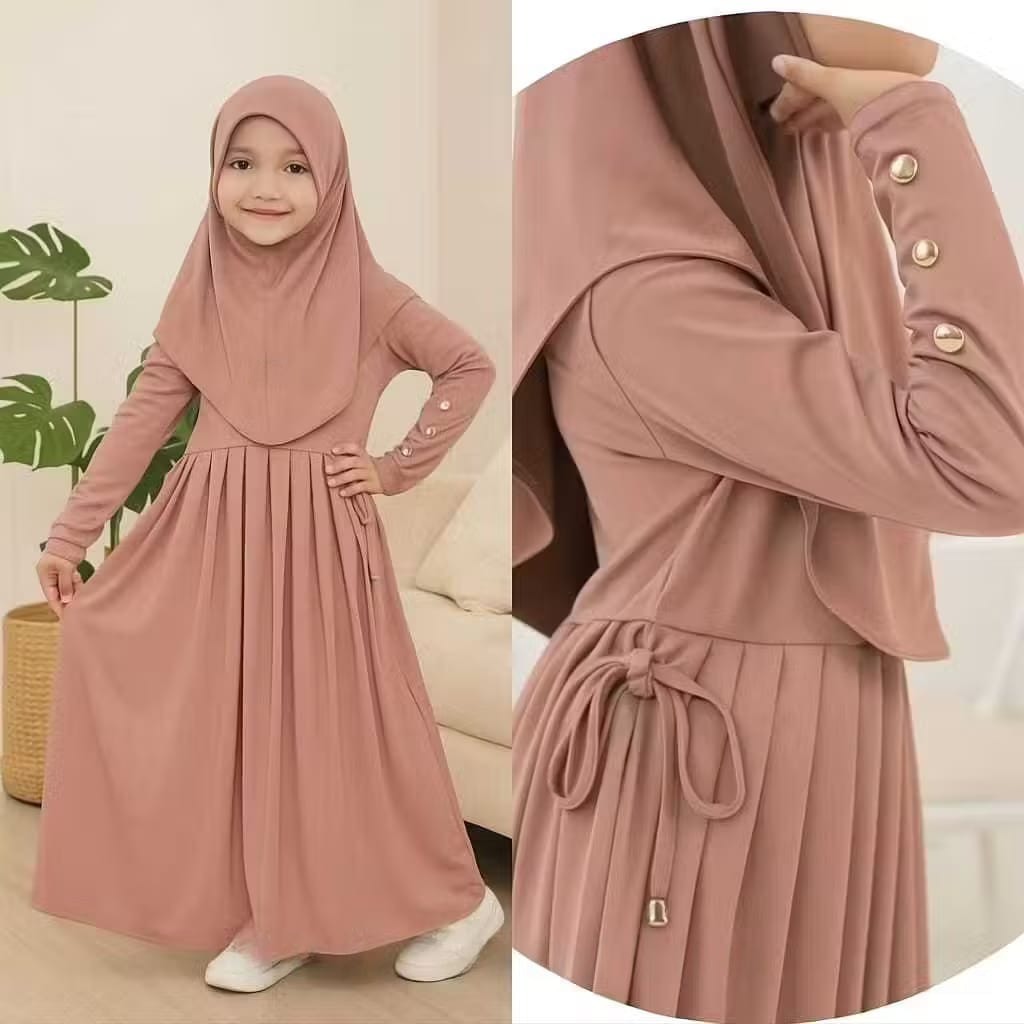Yafa Kids Gamis  Set Hijab Syari Anak 2-10 Tahun