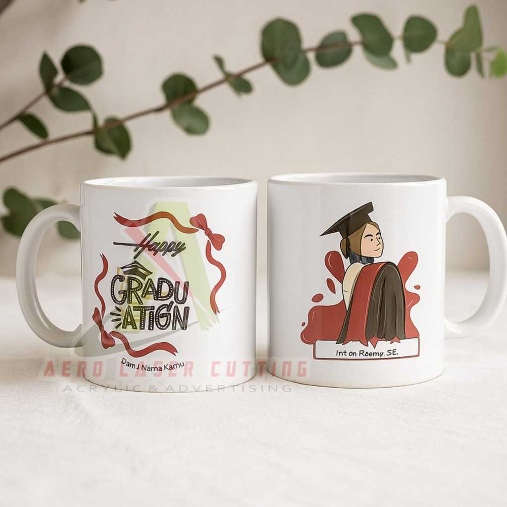 MUG CUSTOM HAPPY GRADUATION / MUG GRADU / KADO WISUDA / MUG WISUDA