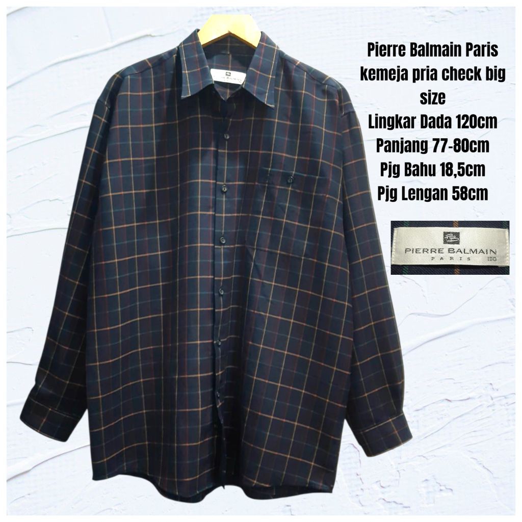 P Balmain kemeja pria check big size