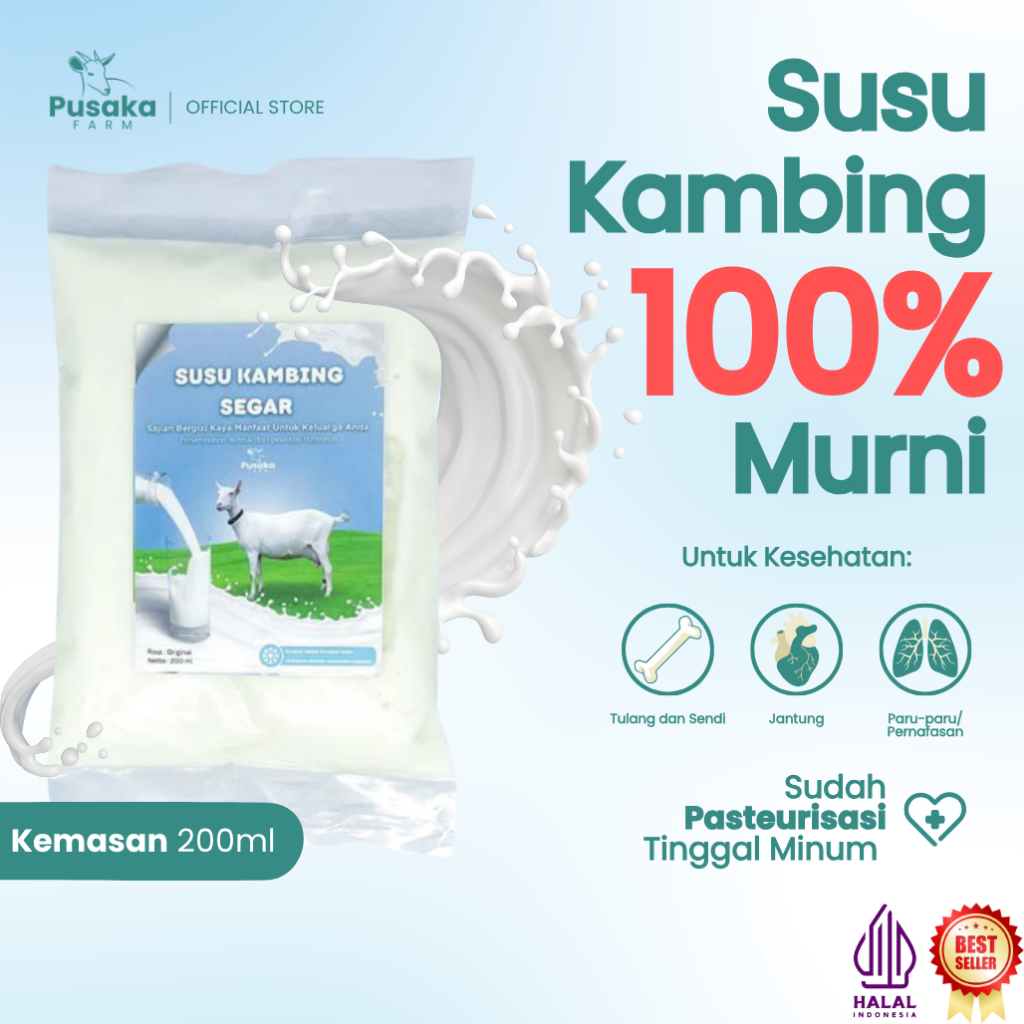 Susu Kambing Murni Pasteurisasi 200ml 100% Murni Tanpa Gula PUSAKA DAIRY FARM - Cabang Bekasi