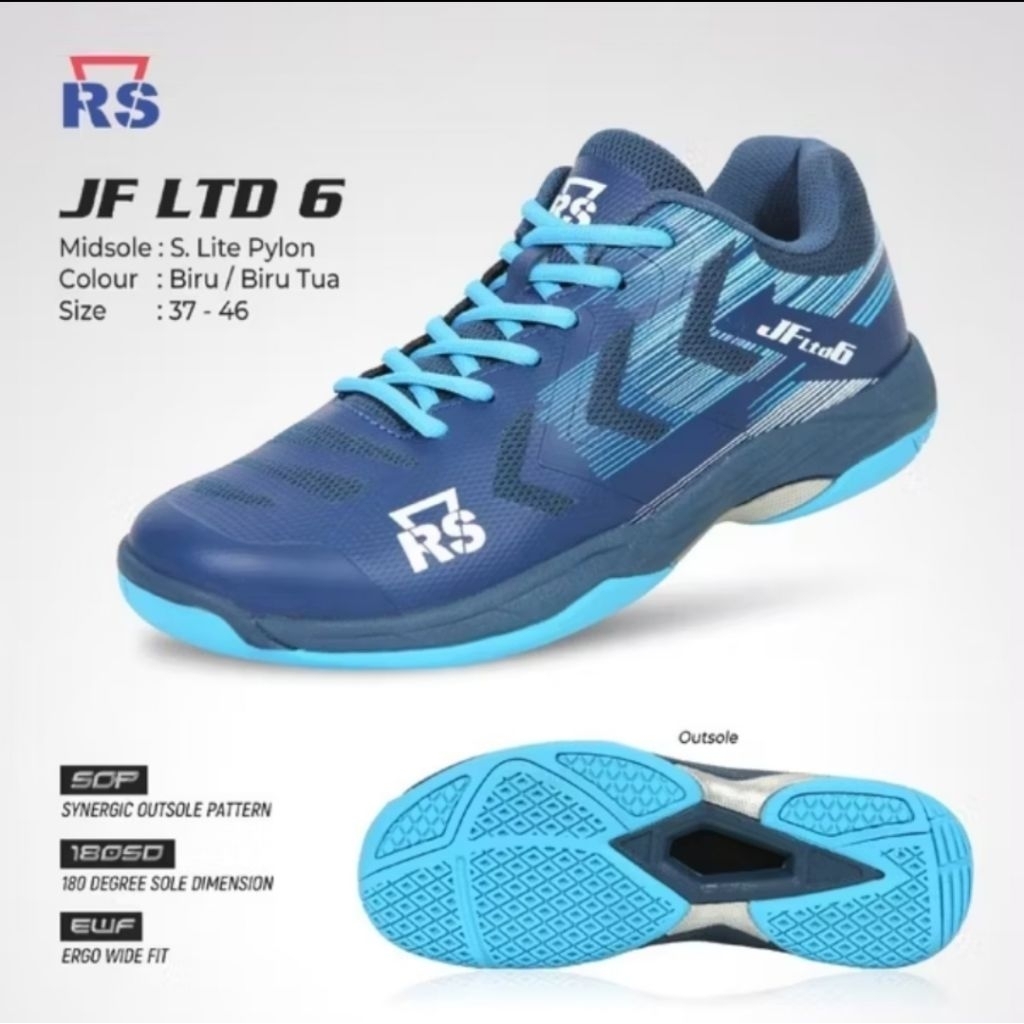 sepatu badminton RS jf ltd 6 biru original