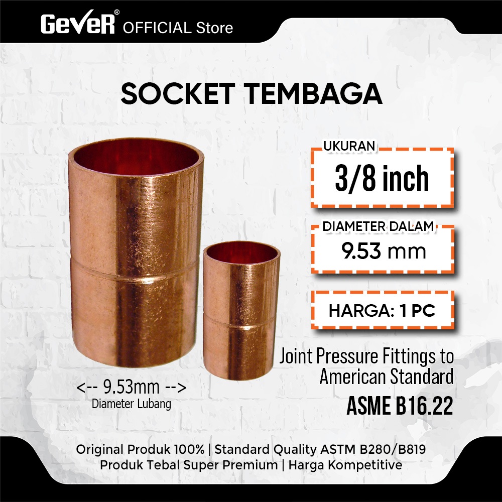 SOCK TEMBAGA 3/8 INCH DENJI / Fitting Sambungan Pipa Tembaga