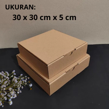 Kotak Kardus Eflute Karton 10 Pcs Ukuran 30x30x5 Cm Box Kotak Hadiah Hampers Kado Dus Coklat Polos