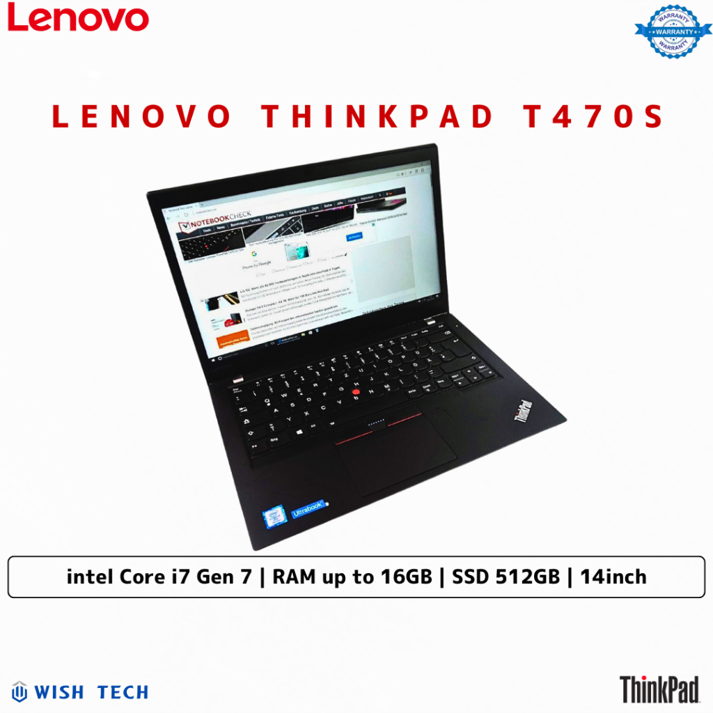 Laptop Lenovo ThinkPad T470s Slim / Layar Display 14inch Full HD / Processor Intel Core i7 Gen 7 / R