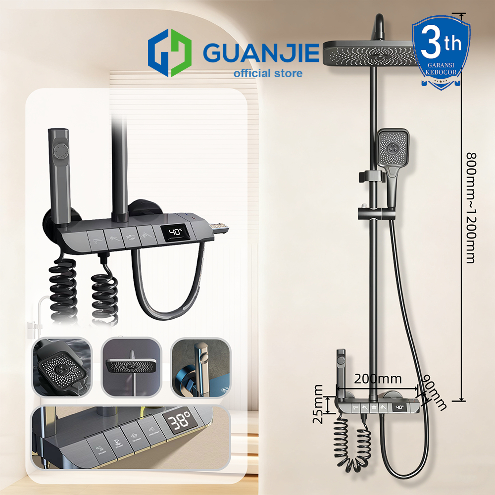 GUANJIE - shower kamar mandi satu set + keran shower + set shower bathtub stainless steel - set bata