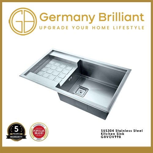Germany Brilliant Kitchen Sink Bak Cuci Piring Dapur 1 Lubang GBVOV99B