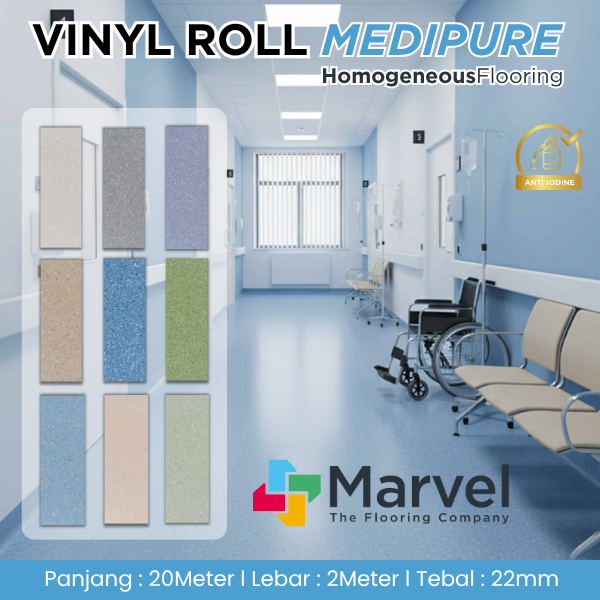 Lantai Vinyl Roll Marvel 2mm Medipure Homogeneous / Lantai Vinyl Roll Rumah Sakit / Vinyl Roll 2mm A