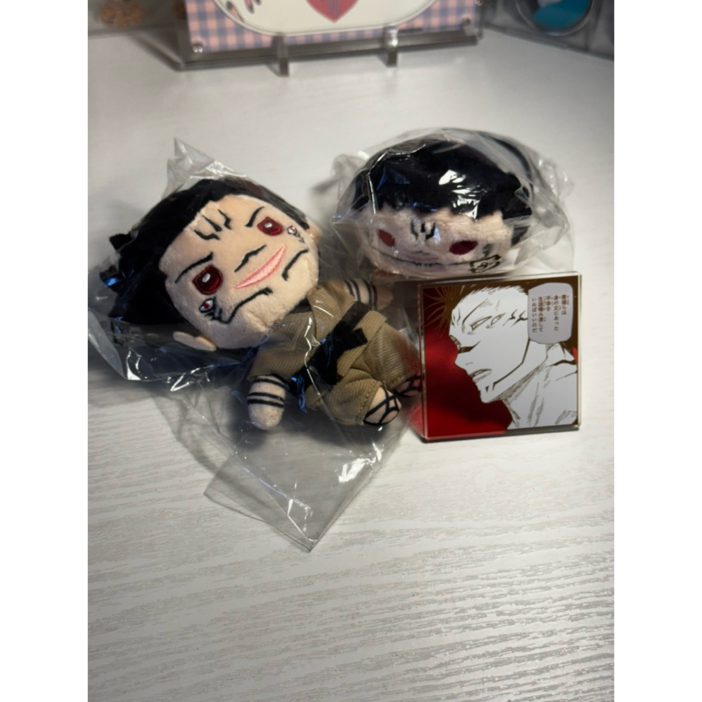 sukuna megumi (meguna) set (jump festa plush, jjk exhibition noru & pin badge)