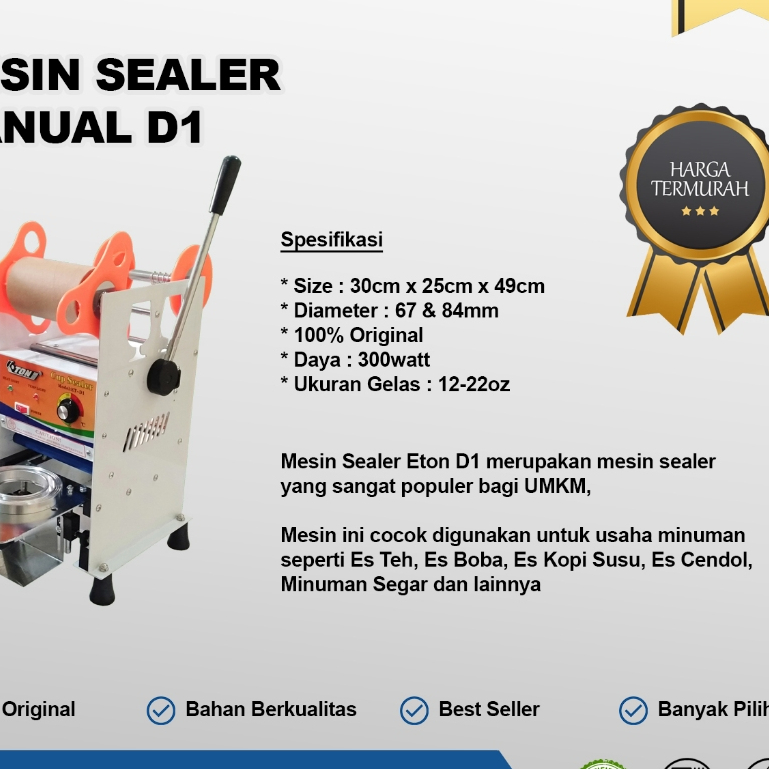 Mesin Cup Sealer ETON 8-24 OZ I Sealer Cup ET-D1